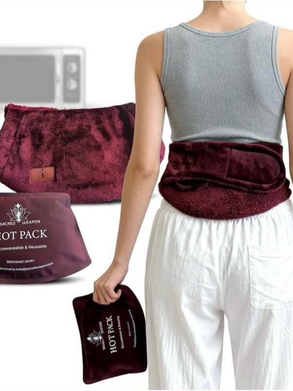 NEW - Microwavable Heating Pad for Period Cramps, PMS & Bloating, Wearable
